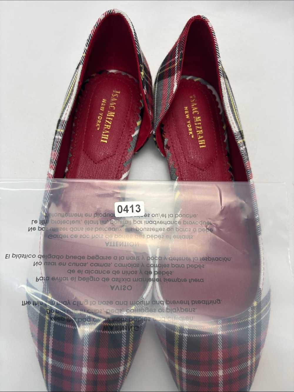 Isaac Mizrahi Amaya D’Orsay Tartan Red Plaid Pointed Toe Flats Women’s 8 - #413 - Picture 10 of 10